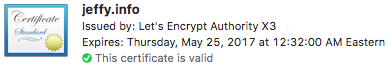 Let's Encrypt HTTP certificate