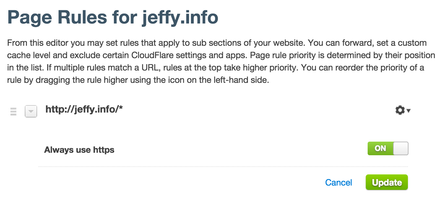 HTTPS-only via CloudFlare's page rules