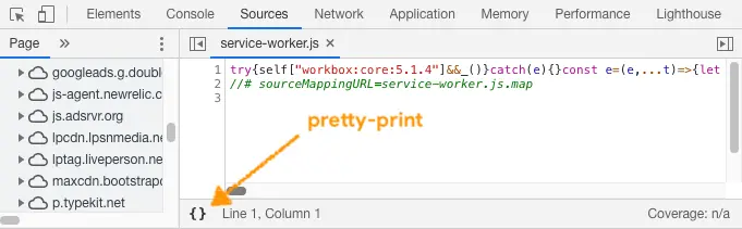 Pretty-print link in DevTools